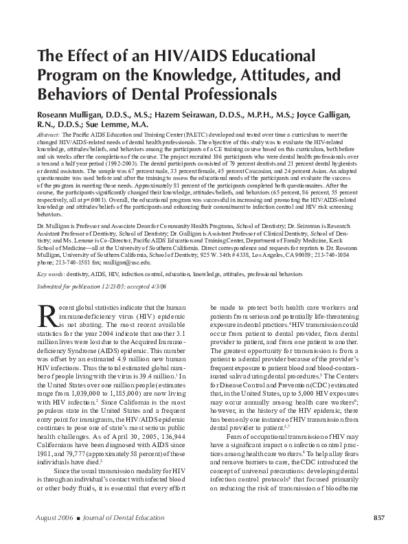 (PDF) The effect of an HIV/AIDS program on the knowledge, attitudes and ...