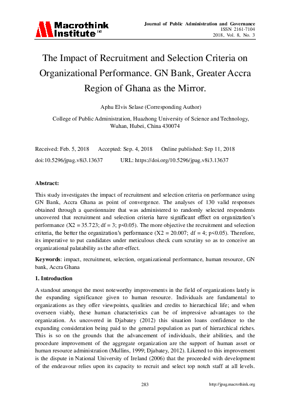 (PDF) The Impact of Recruitment and Selection Criteria on ...