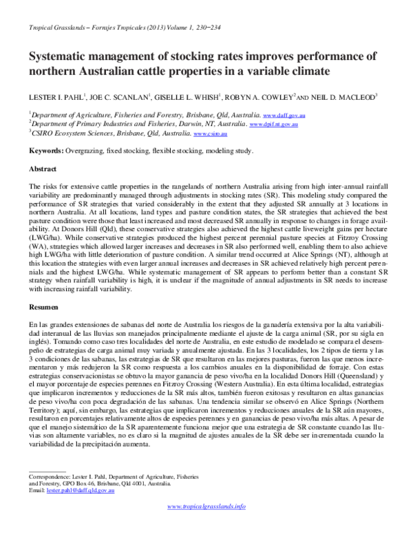 (PDF) Systematic management of stocking rates improves performance of ...