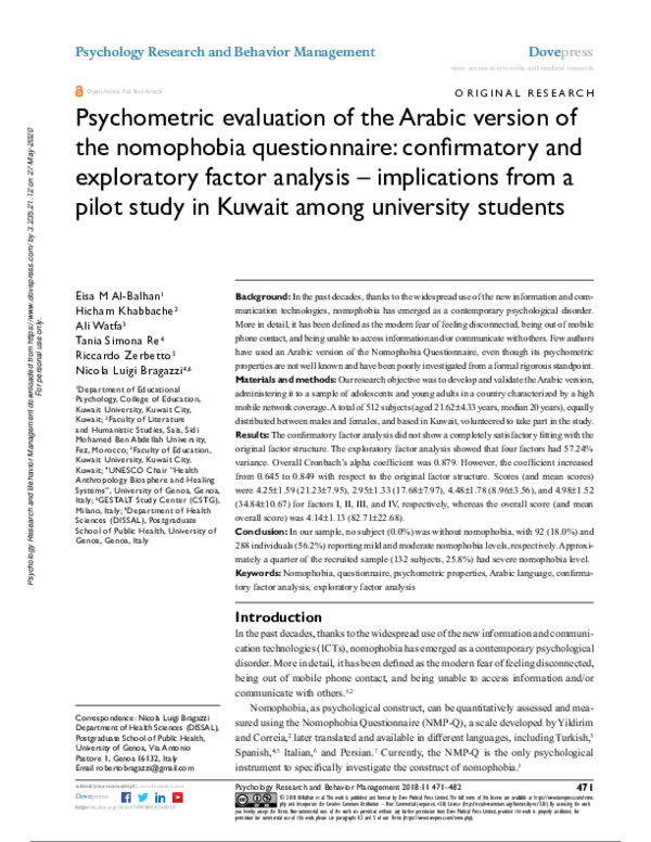 pdf-psychometric-evaluation-of-the-arabic-version-of-the-nomophobia