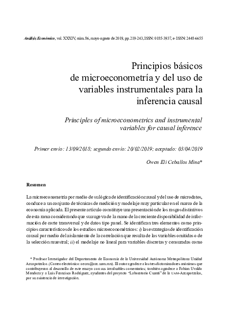(PDF) Principios básicos de microeconometría y del uso de variables ...