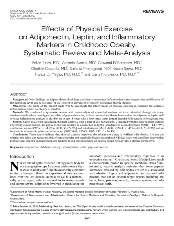 (PDF) Effects of Physical Exercise on Adiponectin, Leptin, and ...
