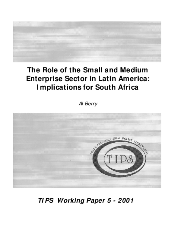 (PDF) Role of the small and medium enterprise sector in Latin America ...