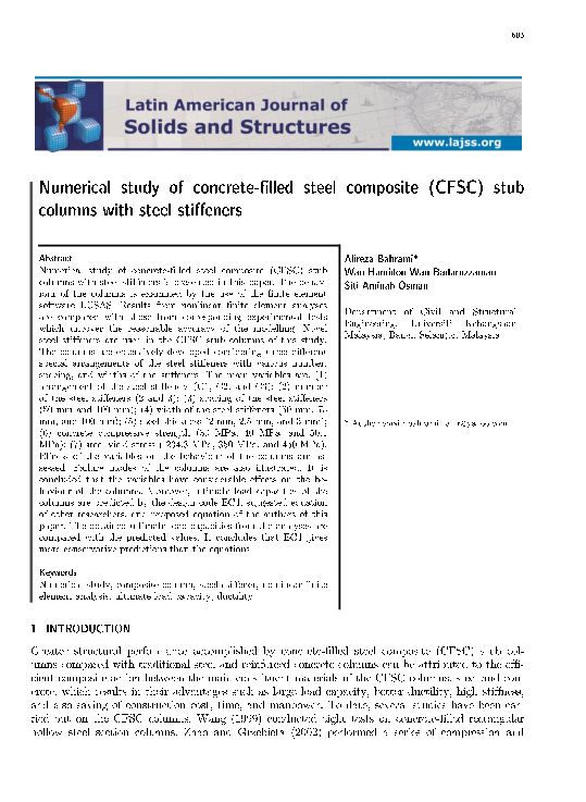 (PDF) Numerical study of concrete-filled steel composite (CFSC) stub ...