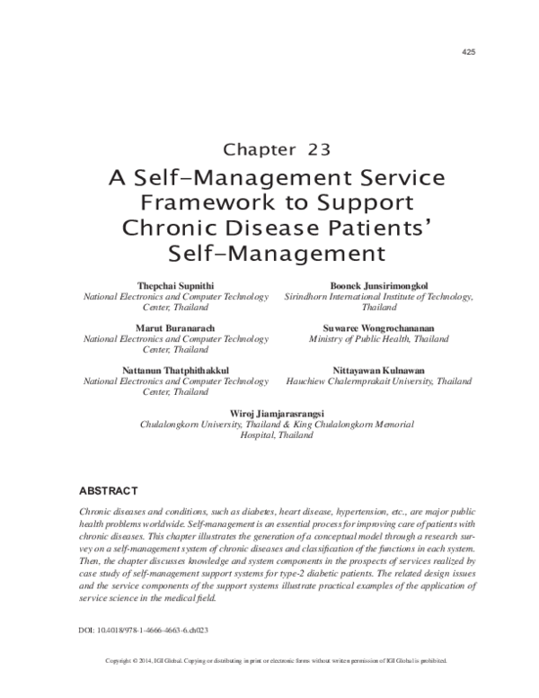 (PDF) A Self-Management Service Framework to Support Chronic Disease ...