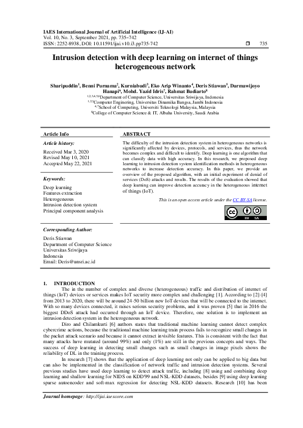 (PDF) Intrusion detection with deep learning on internet of things ...