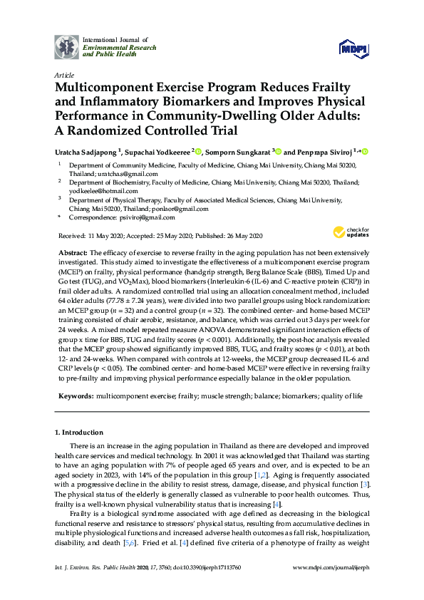 (PDF) Multicomponent Exercise Program Reduces Frailty and Inflammatory ...