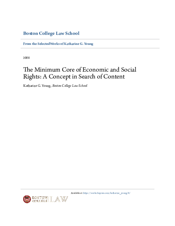 (PDF) The Minimum Core of Economic and Social Rights: A Concept in ...