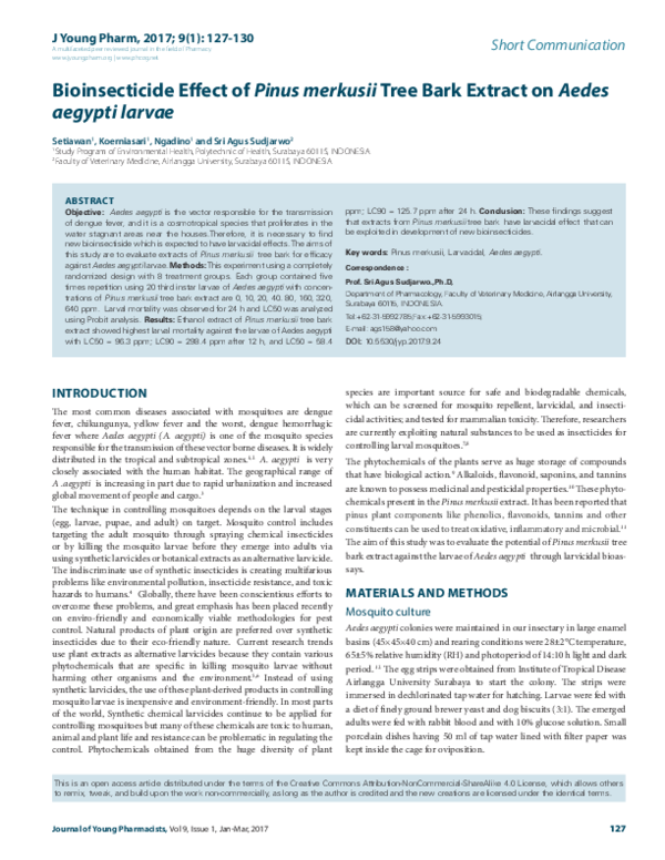 (PDF) Bioinsecticide Effect of Pinus merkusii Tree Bark Extract on ...
