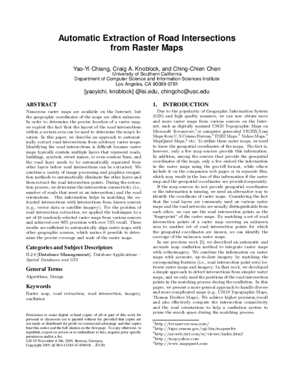 (PDF) Automatic extraction of road intersections from raster maps