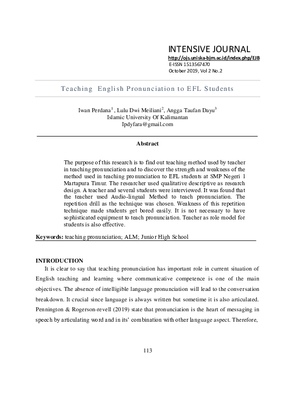 (PDF) Teaching English Pronunciation to EFL Students