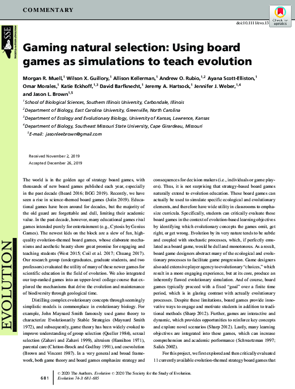 (PDF) Gaming natural selection: Using board games as simulations to ...