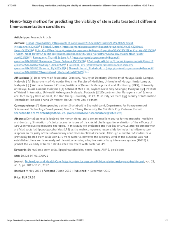 (PDF) Neuro-fuzzy method for predicting the viability of stem cells ...