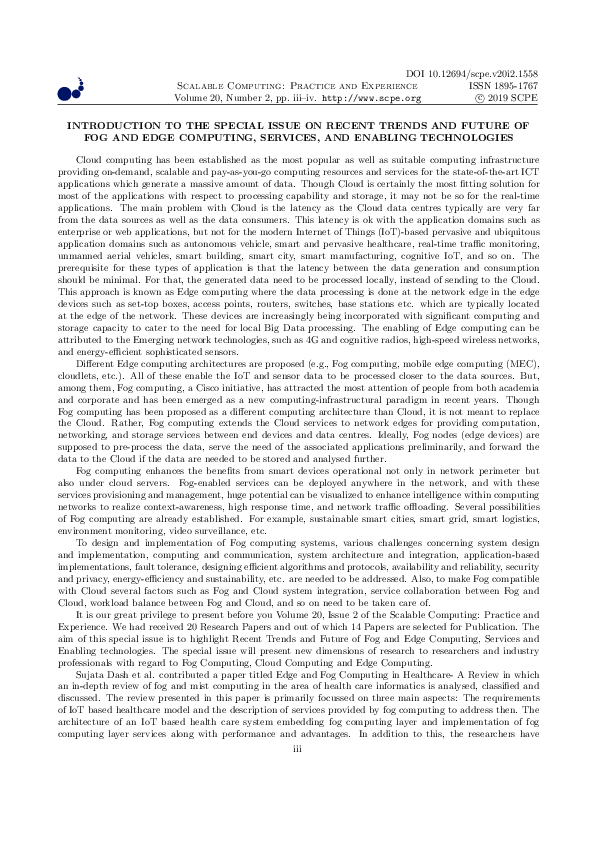 (PDF) Special Issue on Recent Trends and Future of Fog and Edge ...