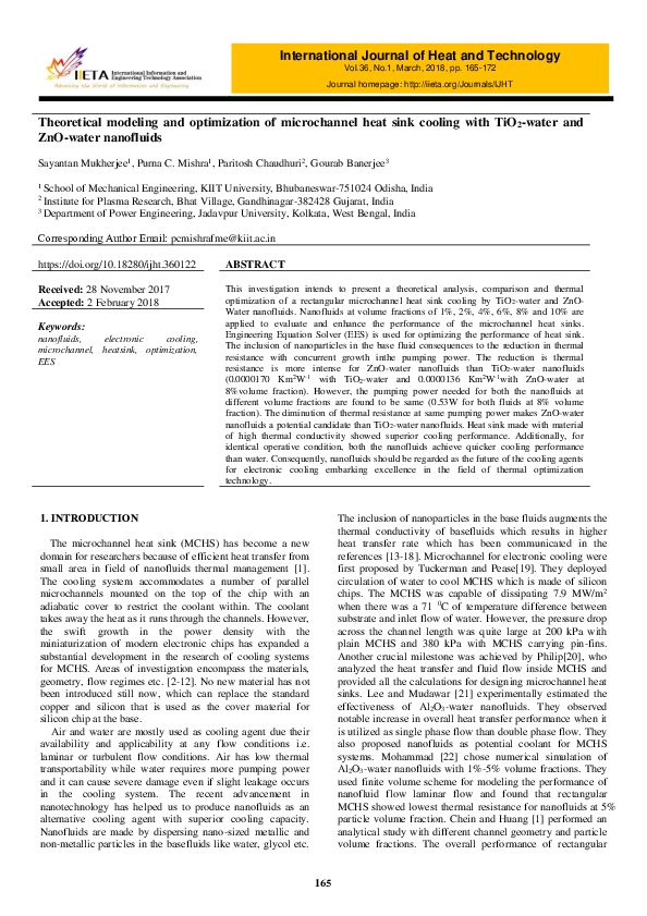 (PDF) Theoretical modeling and optimization of microchannel heat sink ...