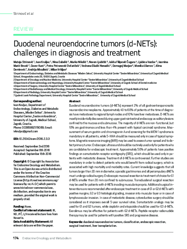 (PDF) Duodenal neuroendocrine tumors (d-NETs): challenges in diagnosis ...