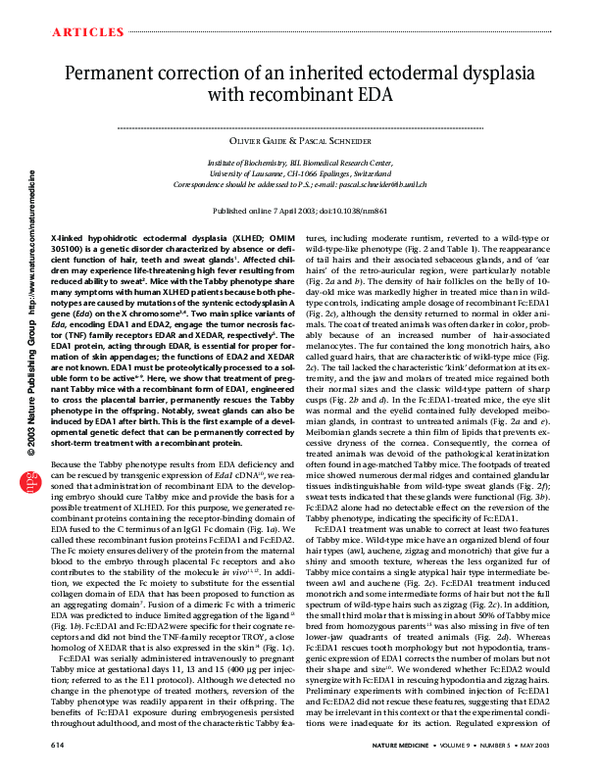 (PDF) Permanent correction of an inherited ectodermal dysplasia with