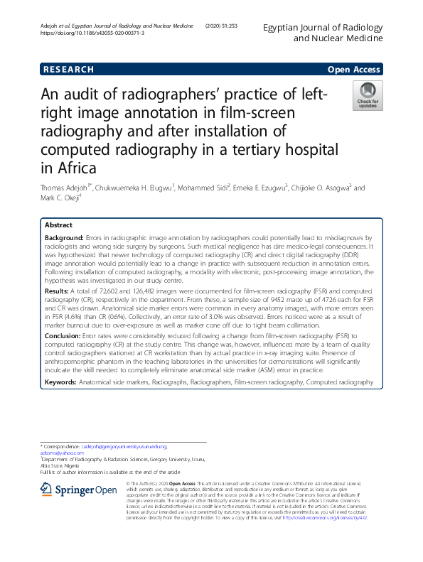(PDF) An audit of radiographers’ practice of left-right image ...