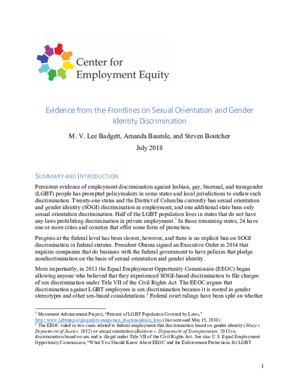 (PDF) Evidence from the Frontlines on Sexual Orientation and Gender ...