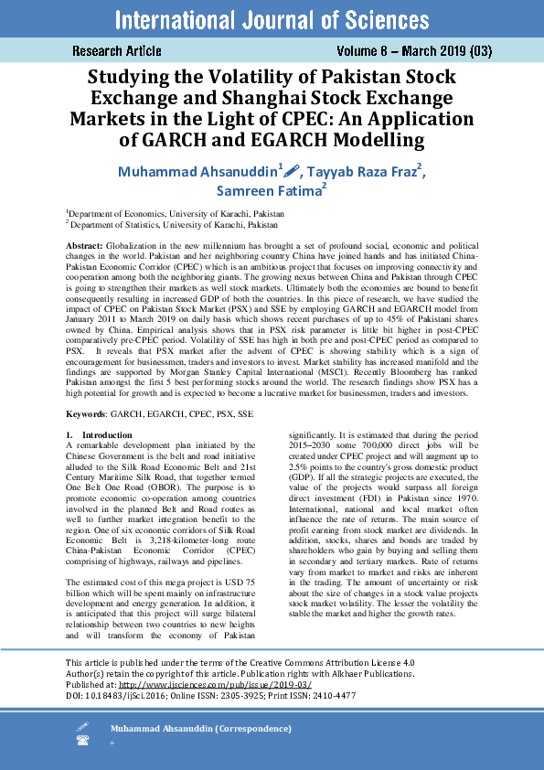 (PDF) Studying the Volatility of Pakistan Stock Exchange and Shanghai ...