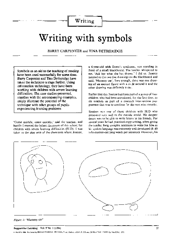 (PDF) Writing with symbols Barry Carpenter Academia.edu