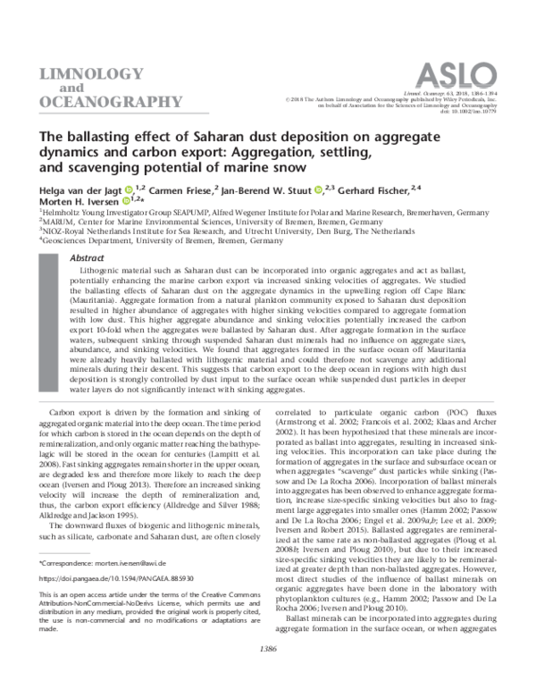 (PDF) The ballasting effect of Saharan dust deposition on aggregate ...