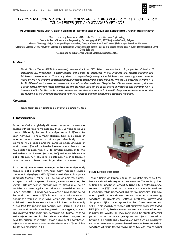 (PDF) Analysis and Comparison of Thickness and Bending Measurements ...
