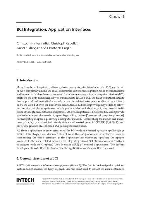 (PDF) BCI Integration: Application Interfaces