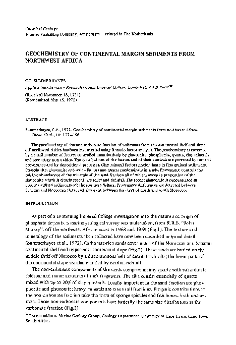 (PDF) Geochemistry of continental margin sediments from northwest Africa