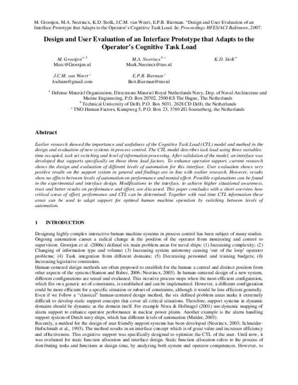 (PDF) Design and user evaluation of an interface prototype that adapts ...