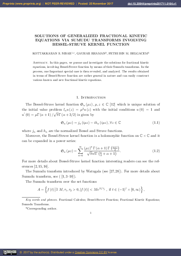 (PDF) Solutions of generalized fractional kinetic equations involving ...