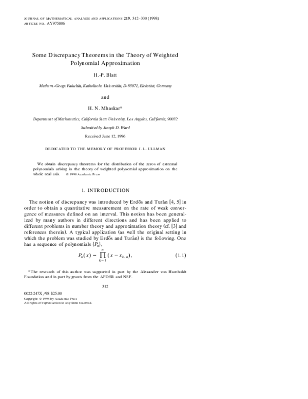 (PDF) Some Discrepancy Theorems in the Theory of Weighted Polynomial ...