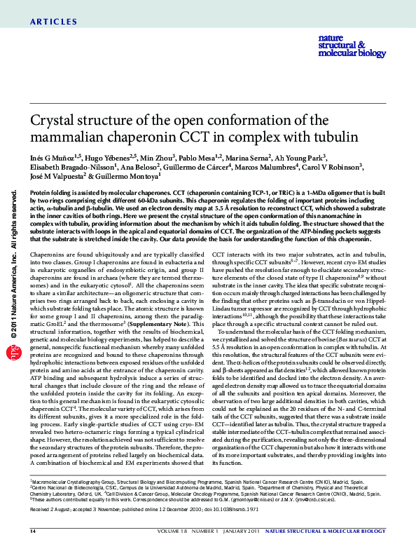(PDF) Crystal structure of the open conformation of the mammalian ...