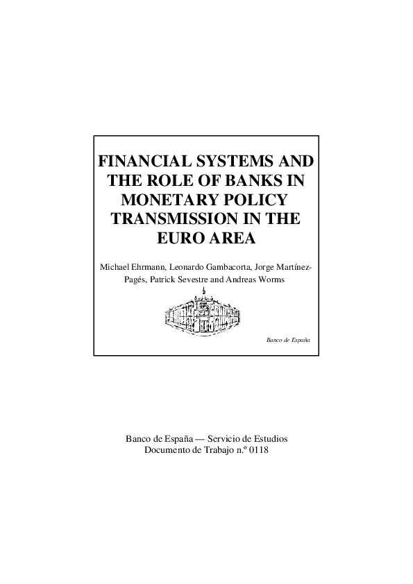 (PDF) Financial Systems and the Role of Banks in Monetary Policy ...