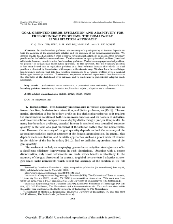 (PDF) Goal-Oriented Error Estimation and Adaptivity for Free-Boundary ...