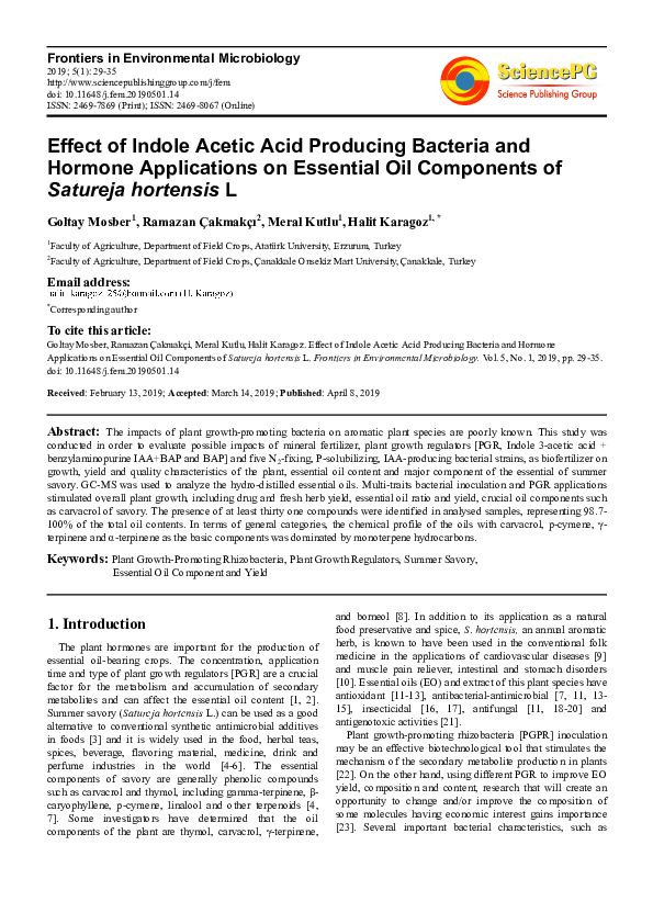 (PDF) Effect of Indole Acetic Acid Producing Bacteria and Hormone ...