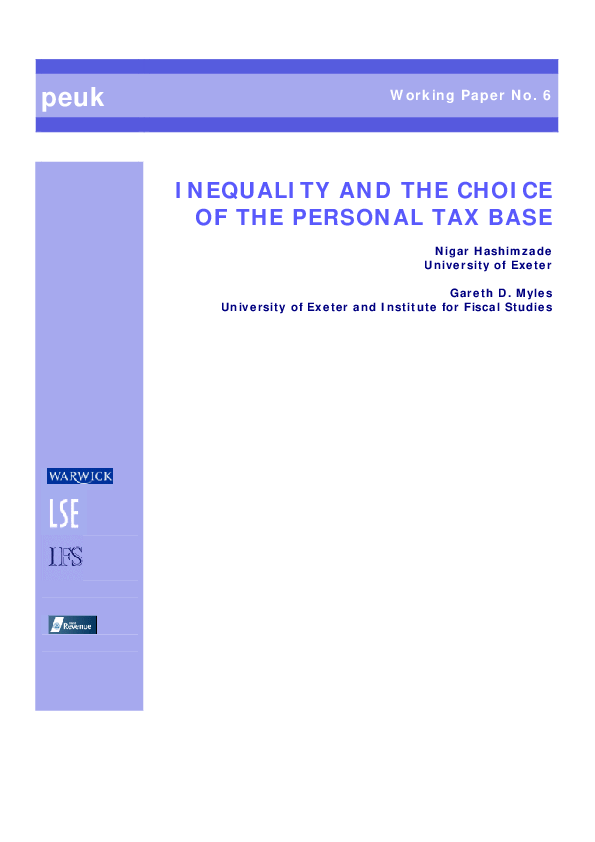 (PDF) Inequality and the Choice of the Personal Tax Base