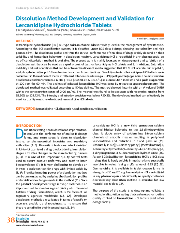  pdf dissolution method development and validation a review