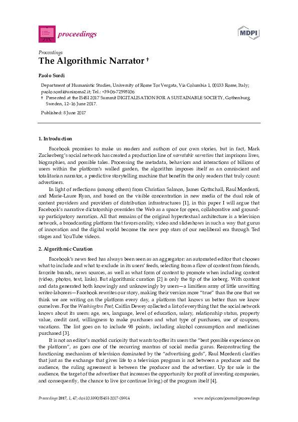 (PDF) The Algorithmic Narrator
