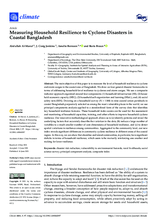 (PDF) Measuring Household Resilience to Cyclone Disasters in Coastal ...