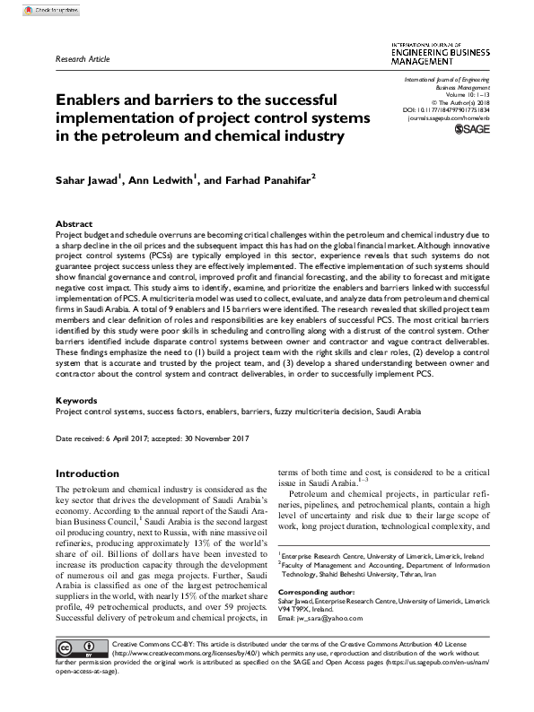 (PDF) Enablers and barriers to the successful implementation of project ...