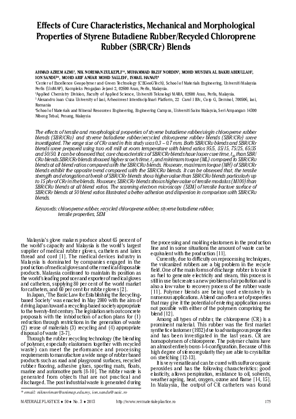 (PDF) Effects of Cure Characteristics, Mechanical and Morphological ...