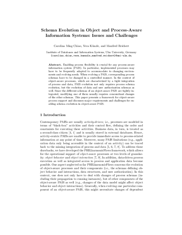 (PDF) Schema Evolution in Object and Process-Aware Information Systems ...