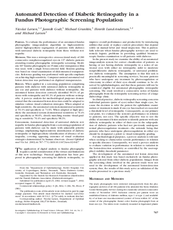 (PDF) Automated detection of diabetic retinopathy in digital retinal ...
