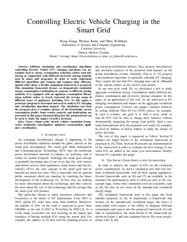(PDF) Controlling electric vehicle charging in the smart grid