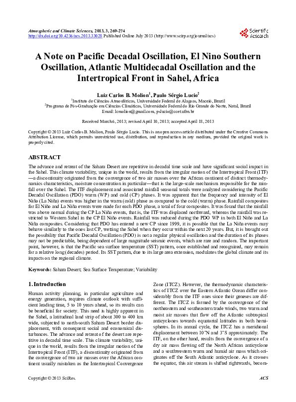(PDF) A Note on Pacific Decadal Oscillation, El Nino Southern ...