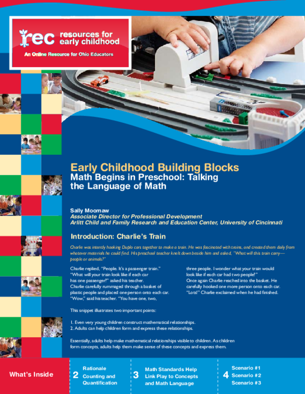 (PDF) Early Childhood Building Blocks Math Begins in Preschool: Talking ...