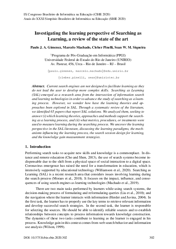 (PDF) Investigating the learning perspective of Searching as Learning ...