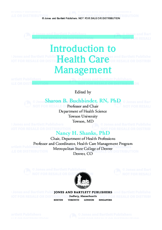 PDF) Introduction to Health Care Management