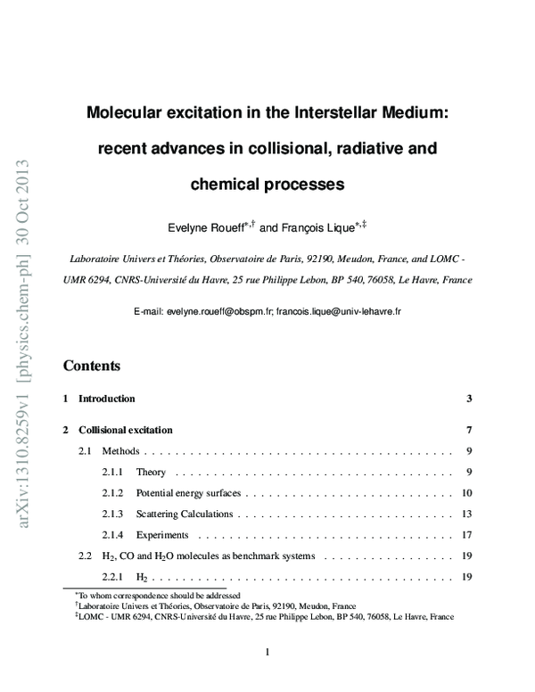 (PDF) Molecular Excitation in the Interstellar Medium: Recent Advances ...